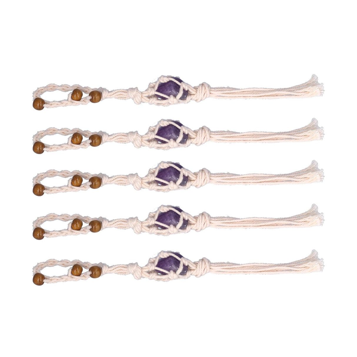 5pcs Necklace Cord Empty Stone Holder Rope Replacement Adjustable Quartz Crystal Pendant Cord for DIY Jewelry MakingPurple