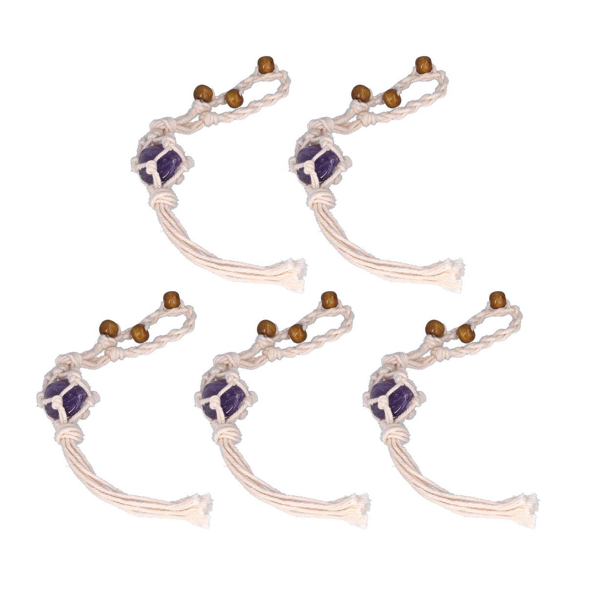 5pcs Necklace Cord Empty Stone Holder Rope Replacement Adjustable Quartz Crystal Pendant Cord for DIY Jewelry MakingPurple