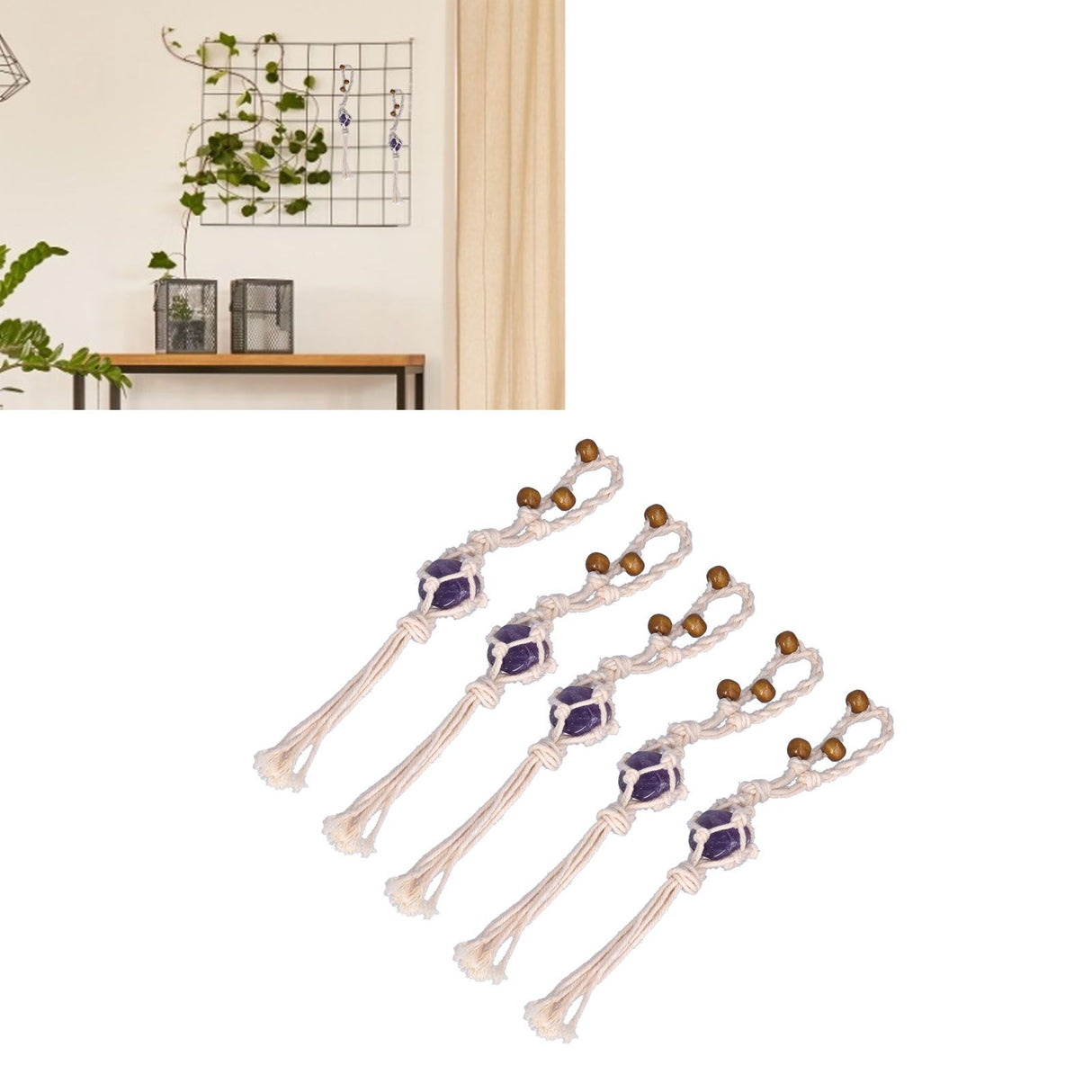 5pcs Necklace Cord Empty Stone Holder Rope Replacement Adjustable Quartz Crystal Pendant Cord for DIY Jewelry MakingPurple
