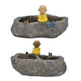 Resin Succulents Pots Cartoon Fake Stone Flower Pots for Planting Succulent Cactus Aloe African Violet - Rear View
