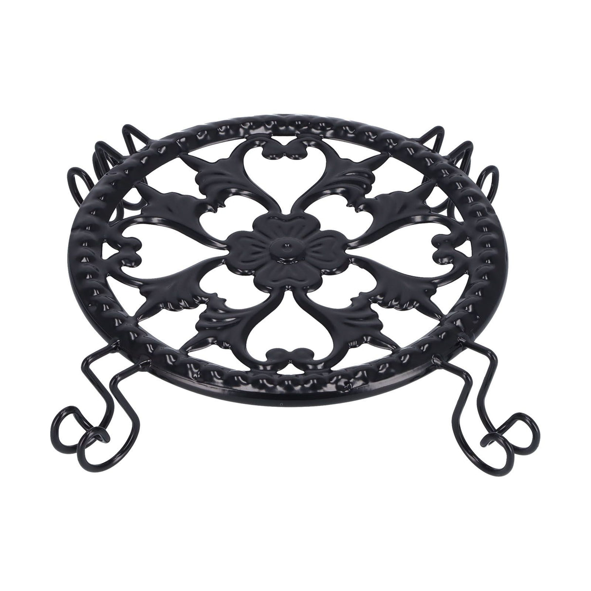 Flower Pot Stand Black Elegant Light Weight Stable Wrought Iron Plant Riser for Living Room Balcony Office