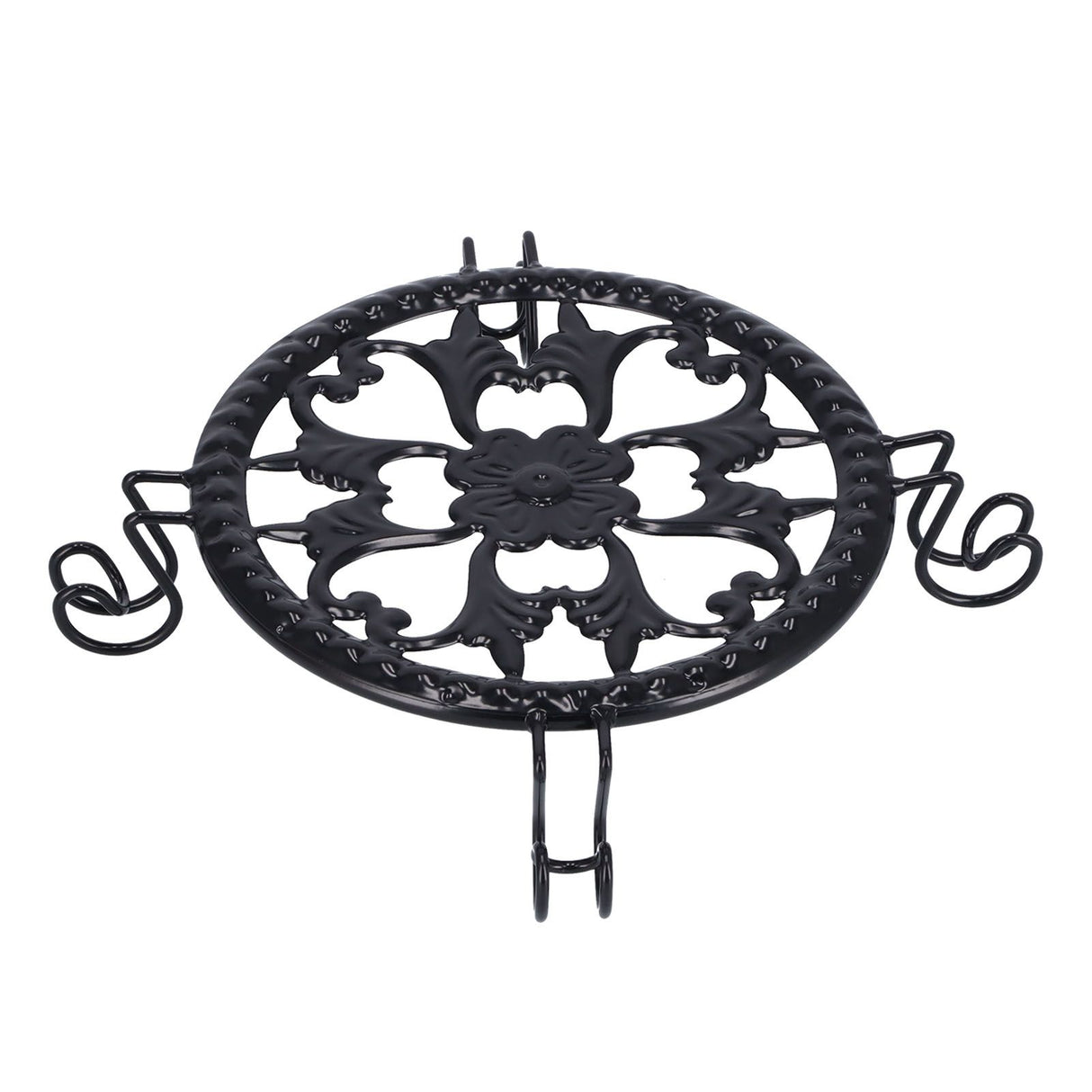 Flower Pot Stand Black Elegant Light Weight Stable Wrought Iron Plant Riser for Living Room Balcony Office