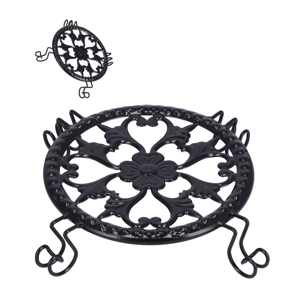 Flower Pot Stand Black Elegant Light Weight Stable Wrought Iron Plant Riser for Living Room Balcony Office