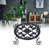 Flower Pot Stand Black Elegant Light Weight Stable Wrought Iron Plant Riser for Living Room Balcony Office - Extra Image