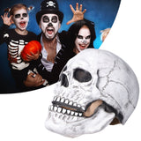Halloween Skull Helmet Full Head Skull Mask Latex Cosplay Costume Horror Skull Mask for Festival PartyLight Grey - Extra Image
