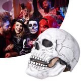 Halloween Skull Helmet Full Head Skull Mask Latex Cosplay Costume Horror Skull Mask for Festival PartyLight Grey - Extra Image