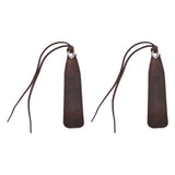 2Pcs Leather Bookmark Retro Book Mark Page Clip Set Kit with Tassel for Kids StudentDark Brown