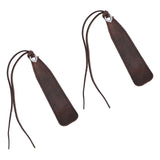 2Pcs Leather Bookmark Retro Book Mark Page Clip Set Kit with Tassel for Kids StudentDark Brown