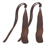 2Pcs Leather Bookmark Retro Book Mark Page Clip Set Kit with Tassel for Kids StudentDark Brown