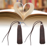 2Pcs Leather Bookmark Retro Book Mark Page Clip Set Kit with Tassel for Kids StudentDark Brown - Extra Image