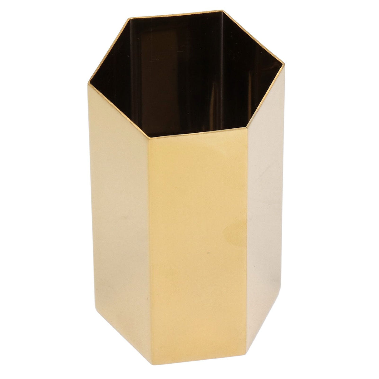 Pen Holder Hex Stainless Steel Gold Electroplating Durable Glossy Corrosion Resistant Wide Application Pencil Holder