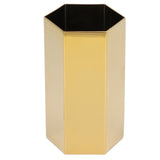 Pen Holder Hex Stainless Steel Gold Electroplating Durable Glossy Corrosion Resistant Wide Application Pencil Holder - Side View