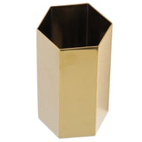 Pen Holder Hex Stainless Steel Gold Electroplating Durable Glossy Corrosion Resistant Wide Application Pencil Holder