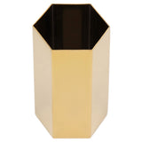 Pen Holder Hex Stainless Steel Gold Electroplating Durable Glossy Corrosion Resistant Wide Application Pencil Holder