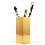 Pen Holder Hex Stainless Steel Gold Electroplating Durable Glossy Corrosion Resistant Wide Application Pencil Holder