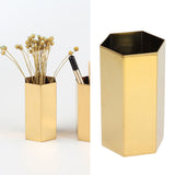 Pen Holder Hex Stainless Steel Gold Electroplating Durable Glossy Corrosion Resistant Wide Application Pencil Holder - Extra Image
