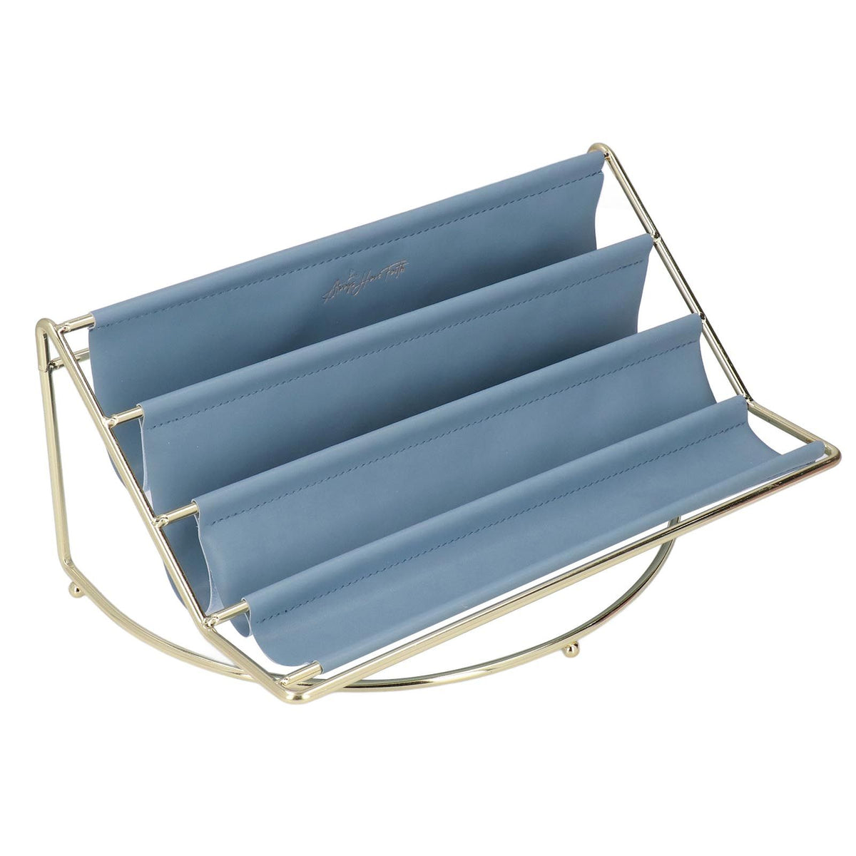 Desk Shelf Organizer Multi Layer Exquisite Premium Metal Leather Durable Stable Wide Application Desktop OrganizerBlue