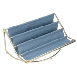 Desk Shelf Organizer Multi Layer Exquisite Premium Metal Leather Durable Stable Wide Application Desktop OrganizerBlue - Side View