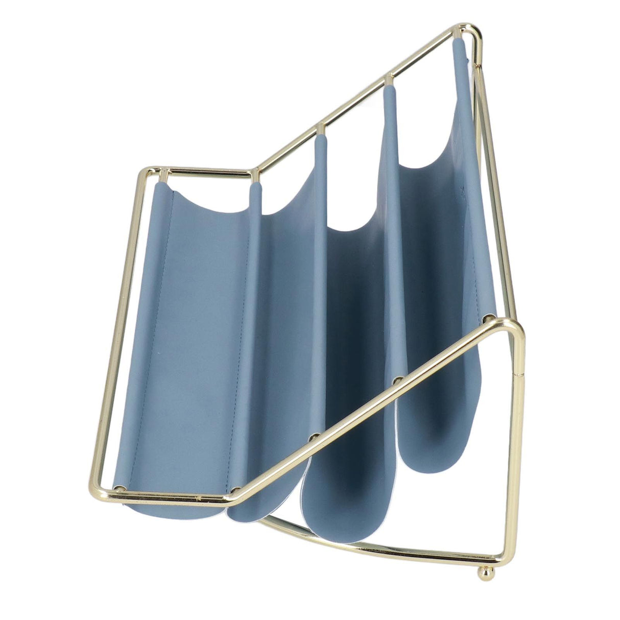 Desk Shelf Organizer Multi Layer Exquisite Premium Metal Leather Durable Stable Wide Application Desktop OrganizerBlue