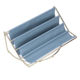 Desk Shelf Organizer Multi Layer Exquisite Premium Metal Leather Durable Stable Wide Application Desktop OrganizerBlue - Rear View