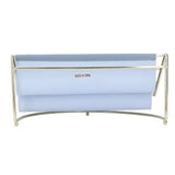 Desk Shelf Organizer Multi Layer Exquisite Premium Metal Leather Durable Stable Wide Application Desktop OrganizerBlue - Extra Image