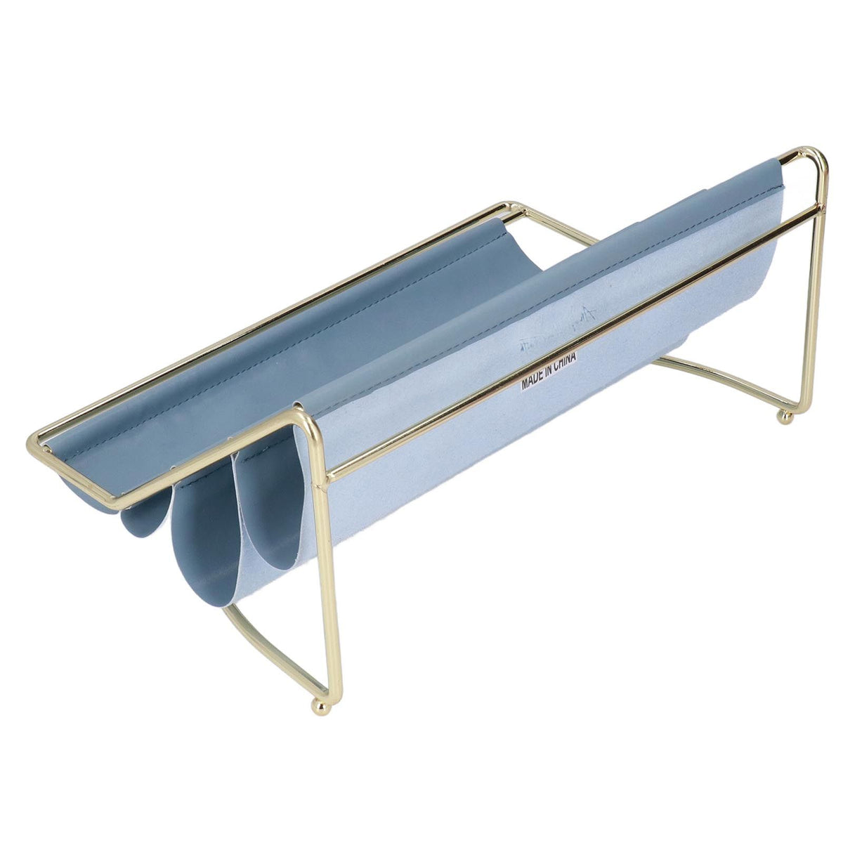 Desk Shelf Organizer Multi Layer Exquisite Premium Metal Leather Durable Stable Wide Application Desktop OrganizerBlue