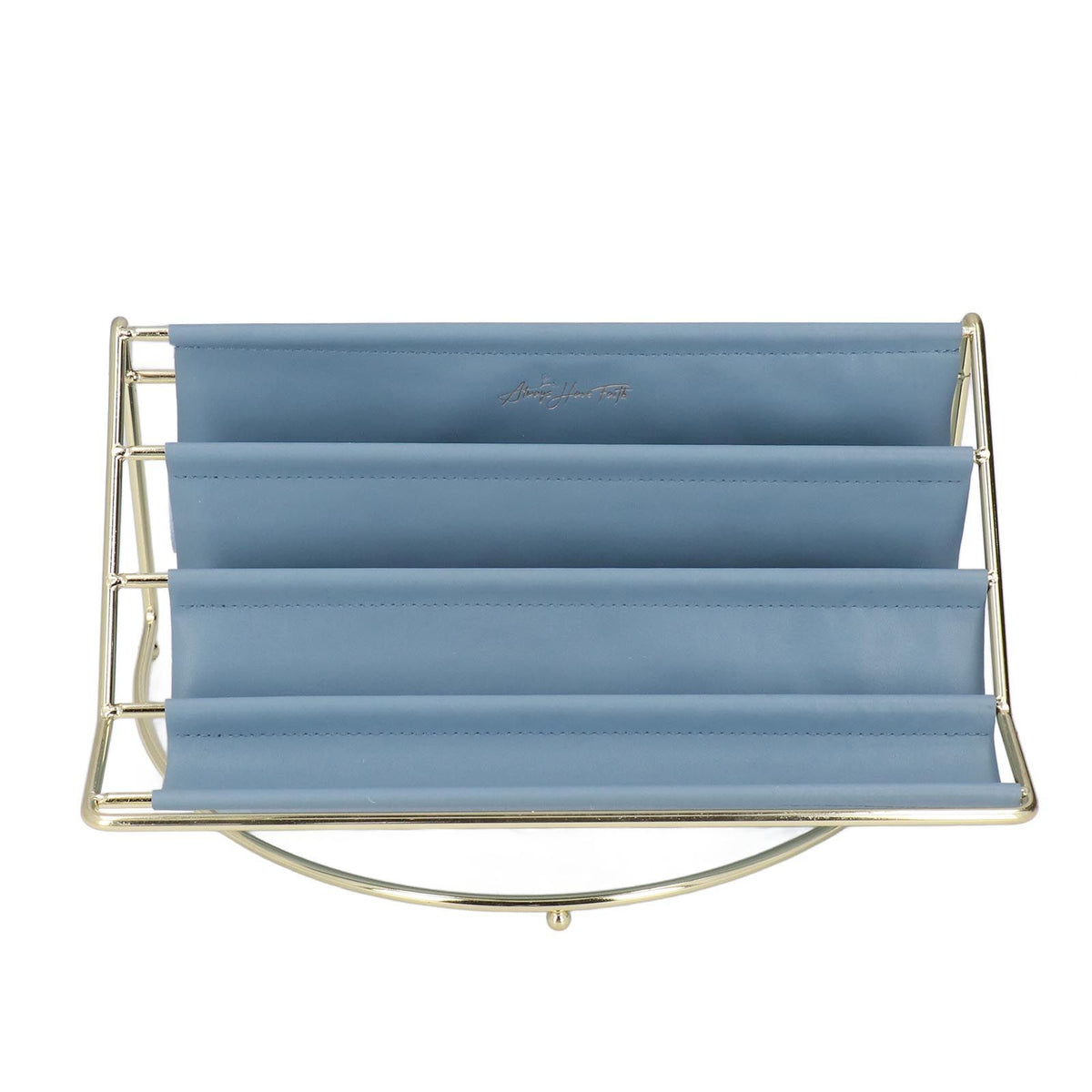 Desk Shelf Organizer Multi Layer Exquisite Premium Metal Leather Durable Stable Wide Application Desktop OrganizerBlue
