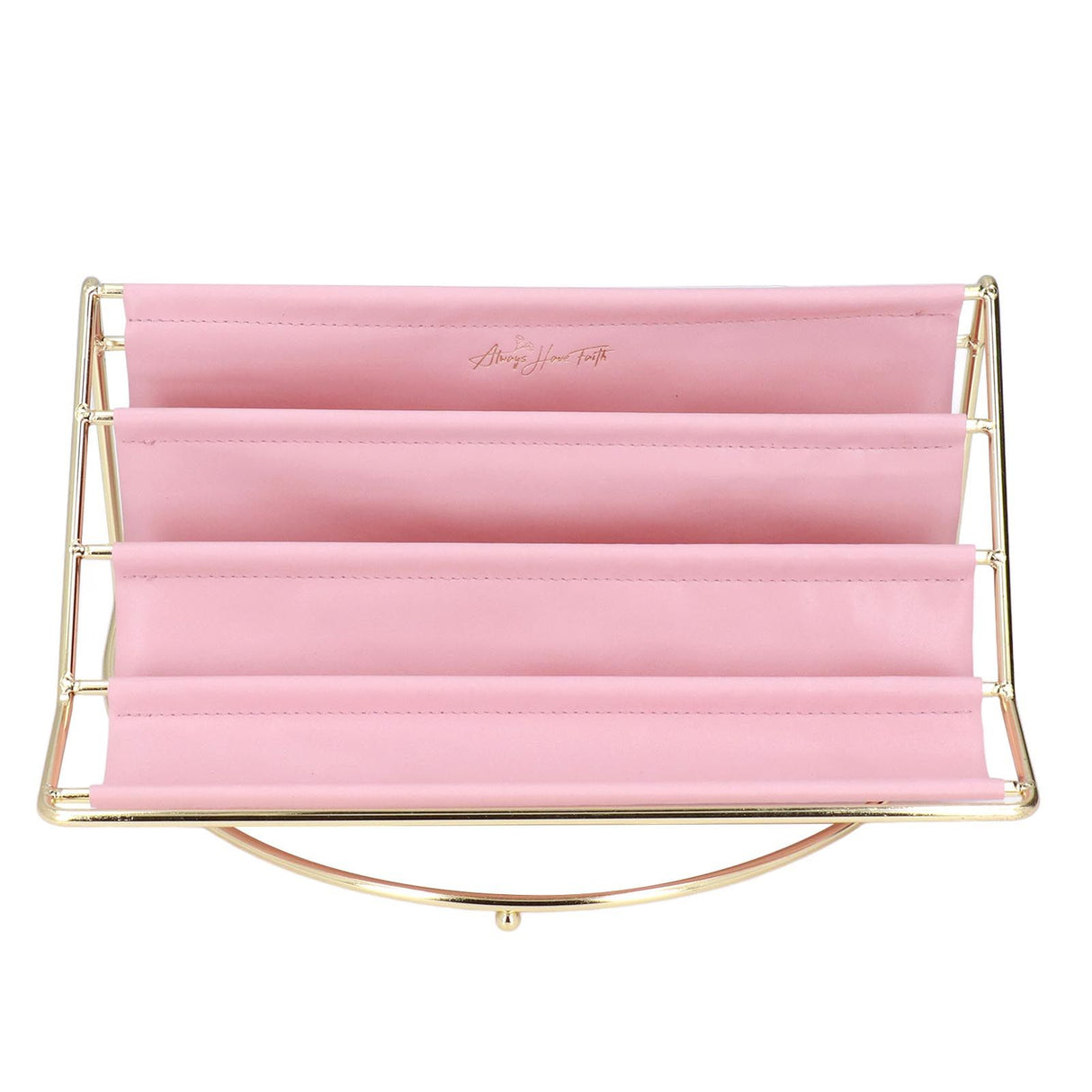 Desk Shelf Organizer Multi Layer Exquisite Premium Metal Leather Durable Stable Wide Application Desktop OrganizerPink