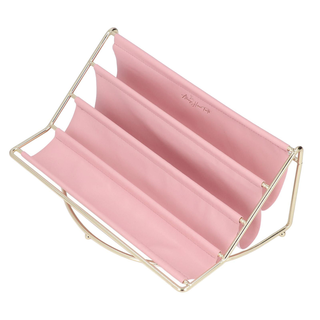 Desk Shelf Organizer Multi Layer Exquisite Premium Metal Leather Durable Stable Wide Application Desktop OrganizerPink