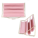 Desk Shelf Organizer Multi Layer Exquisite Premium Metal Leather Durable Stable Wide Application Desktop OrganizerPink - Low Angle