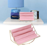 Desk Shelf Organizer Multi Layer Exquisite Premium Metal Leather Durable Stable Wide Application Desktop OrganizerPink