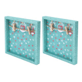 2 Pcs Picture Frames Innovative Wall Mount Photo Display Frames with Wood Clips for Home DecorationGreen Powder Photo Frame