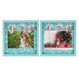 2 Pcs Picture Frames Innovative Wall Mount Photo Display Frames with Wood Clips for Home DecorationGreen Powder Photo Frame