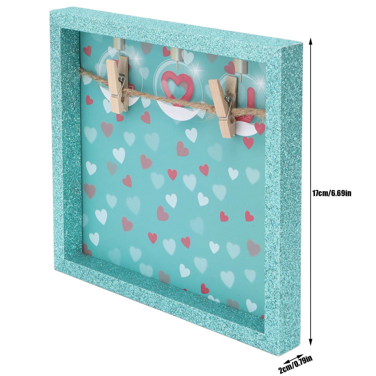 2 Pcs Picture Frames Innovative Wall Mount Photo Display Frames with Wood Clips for Home DecorationGreen Powder Photo Frame