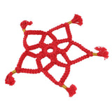 Hand Cotton Woven Hollow Star Ornament Red Five Pointed Star Ornaments Holiday Decoration - Front View