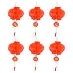 20Pcs Red Paper Chinese Decorative Lantern 15cm Diameter Hanging Ornaments for New Year Festival Wedding