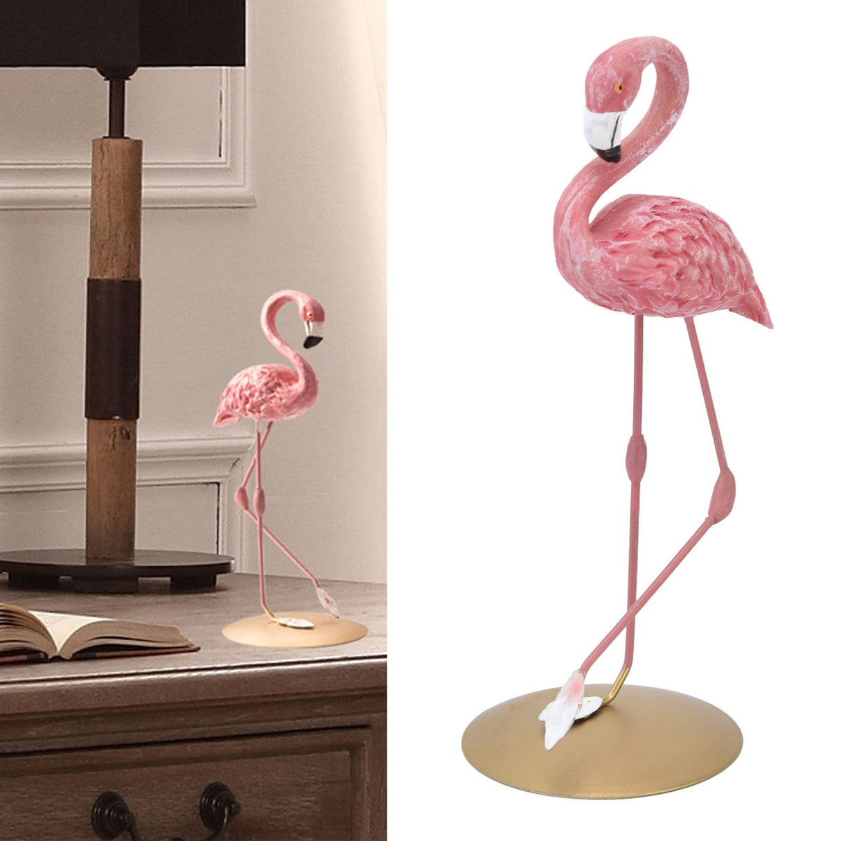 Pink Flamingo Statue Ornaments Resin Figurine Home Decoration Accessories for Living Room Bedroom Study