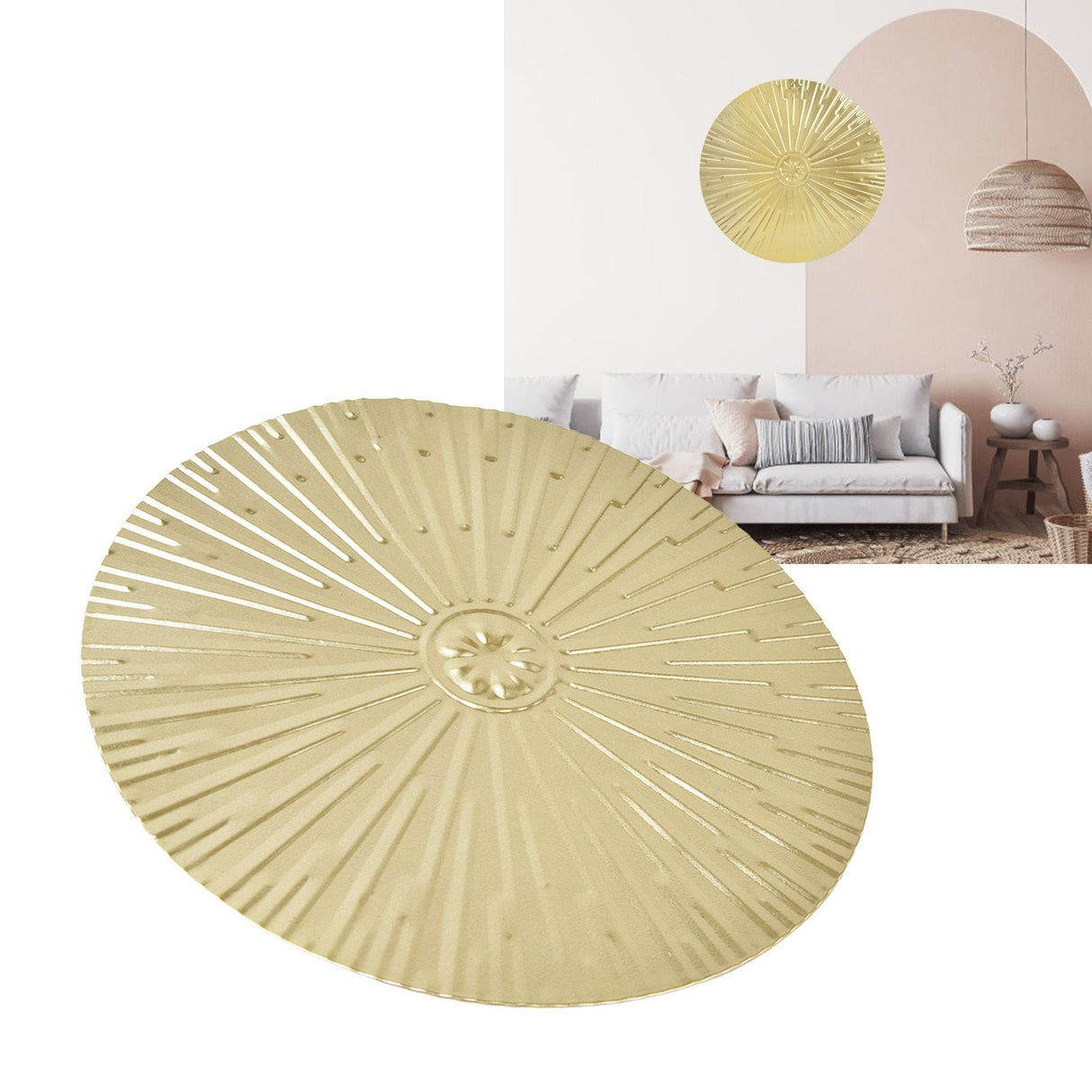 Iron Wall Medallion Raised Grain European Style Unique Design Irregular Metal Disc Wall Decor for Home Decoration Gifts
