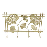 Wall Coat Rack Gingko Leef Design Premium Metal Sturdy Durable Elegant Style Fashionable Wall Mounted Coat Rack - Front View