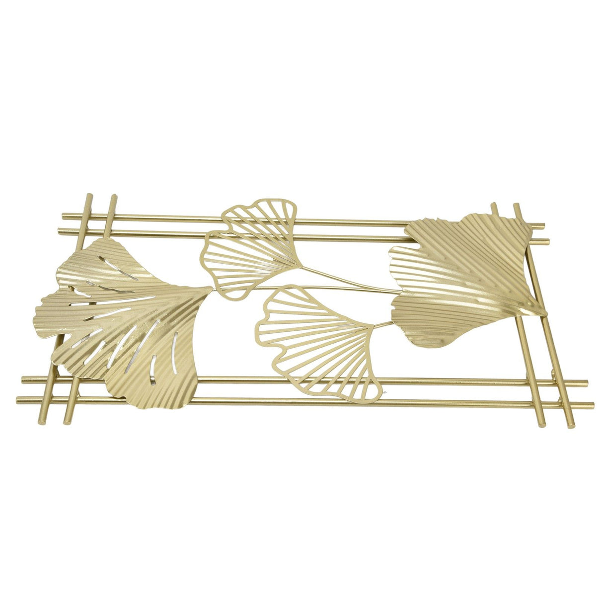 Gold Metal Wall Decor Golden Leaf Wall Hanging Decor Art Sculpture with Frame for Living Room Office Home Hotel