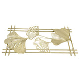 Gold Metal Wall Decor Golden Leaf Wall Hanging Decor Art Sculpture with Frame for Living Room Office Home Hotel - Front View