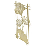Gold Metal Wall Decor Golden Leaf Wall Hanging Decor Art Sculpture with Frame for Living Room Office Home Hotel - Side View