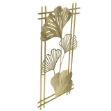 Gold Metal Wall Decor Golden Leaf Wall Hanging Decor Art Sculpture with Frame for Living Room Office Home Hotel - Rear View