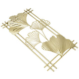 Gold Metal Wall Decor Golden Leaf Wall Hanging Decor Art Sculpture with Frame for Living Room Office Home Hotel - Close-Up Angle