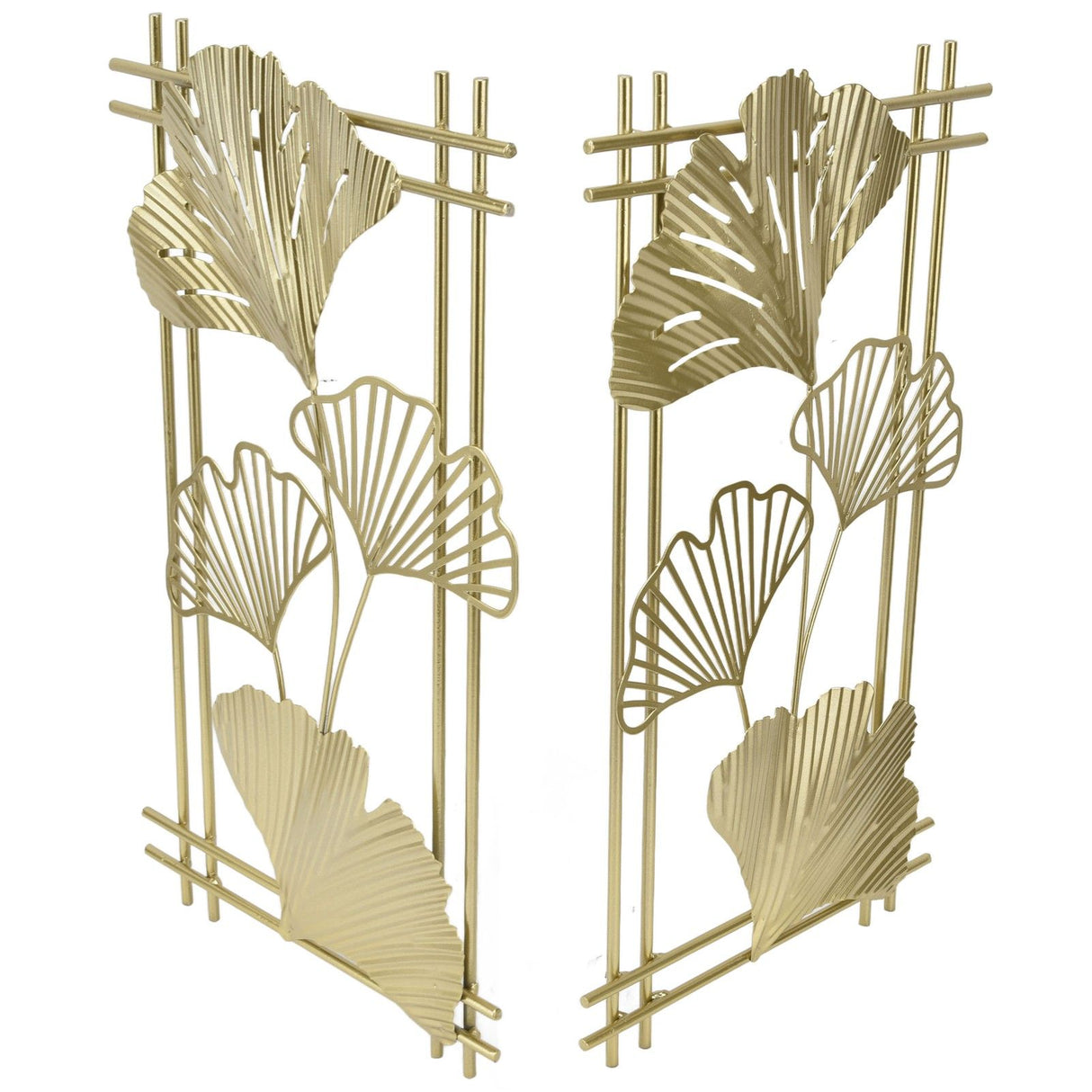 Gold Metal Wall Decor Golden Leaf Wall Hanging Decor Art Sculpture with Frame for Living Room Office Home Hotel
