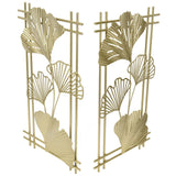 Gold Metal Wall Decor Golden Leaf Wall Hanging Decor Art Sculpture with Frame for Living Room Office Home Hotel - Extra Image