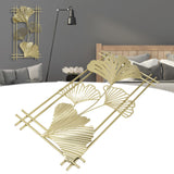 Gold Metal Wall Decor Golden Leaf Wall Hanging Decor Art Sculpture with Frame for Living Room Office Home Hotel
