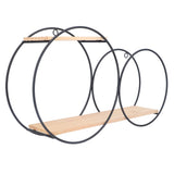 Round Shelf Firmly Welded Dual Use Strong Load Bearing Capacity Circle Metal Wood Wall Shelves for Bedroom Tea House
