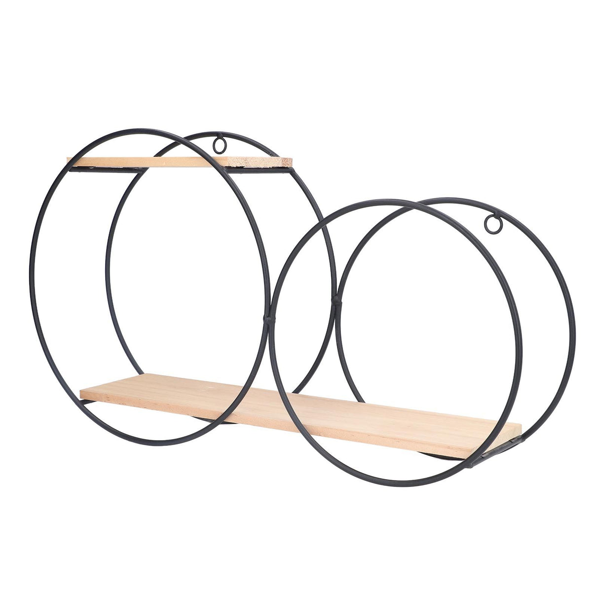 Round Shelf Firmly Welded Dual Use Strong Load Bearing Capacity Circle Metal Wood Wall Shelves for Bedroom Tea House