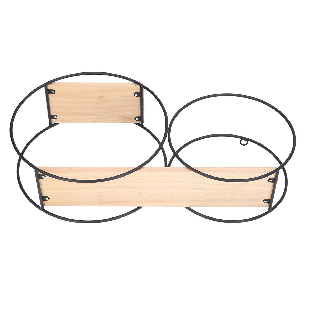 Round Shelf Firmly Welded Dual Use Strong Load Bearing Capacity Circle Metal Wood Wall Shelves for Bedroom Tea House